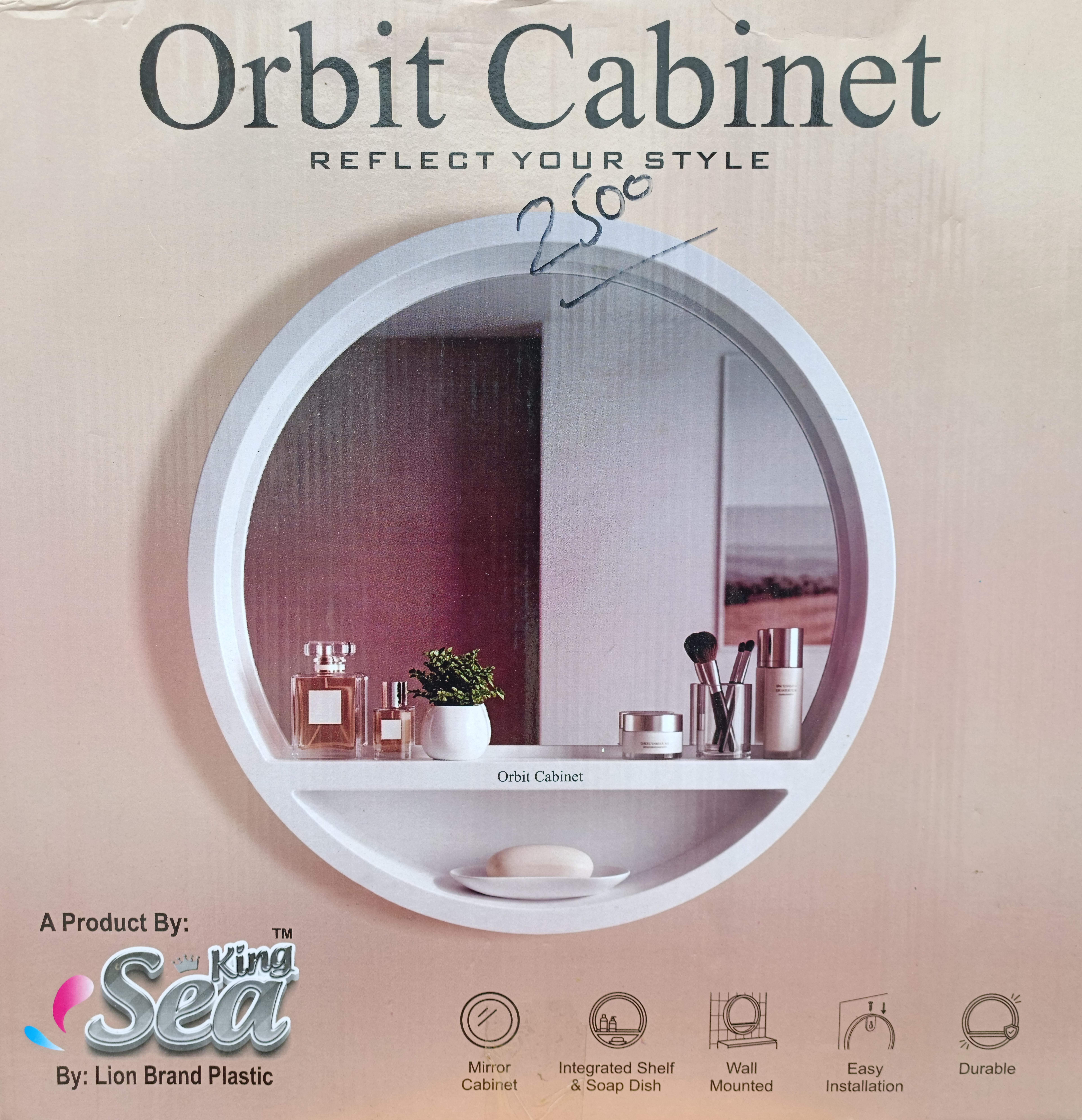 Orbit Round Wall-Mounted Bathroom Mirror Cabinet with Shelf & Soap Dish - King Sea
