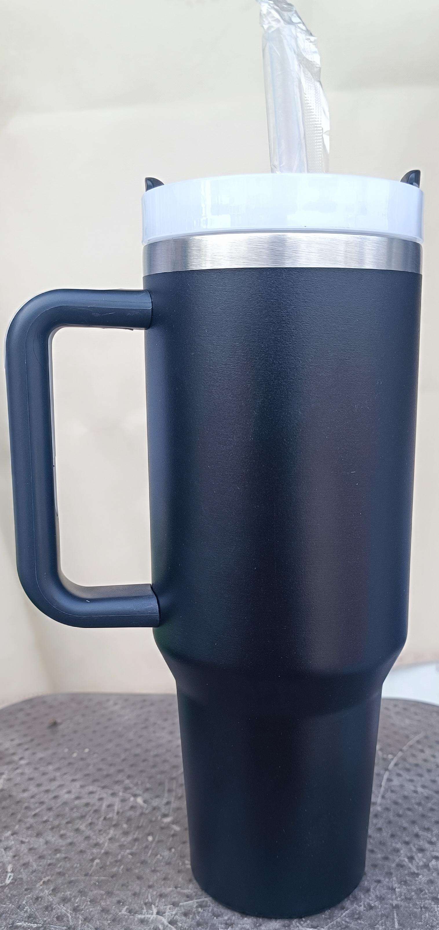 Matte Black Stainless Steel Insulated Travel Tumbler with Handle 40oz /