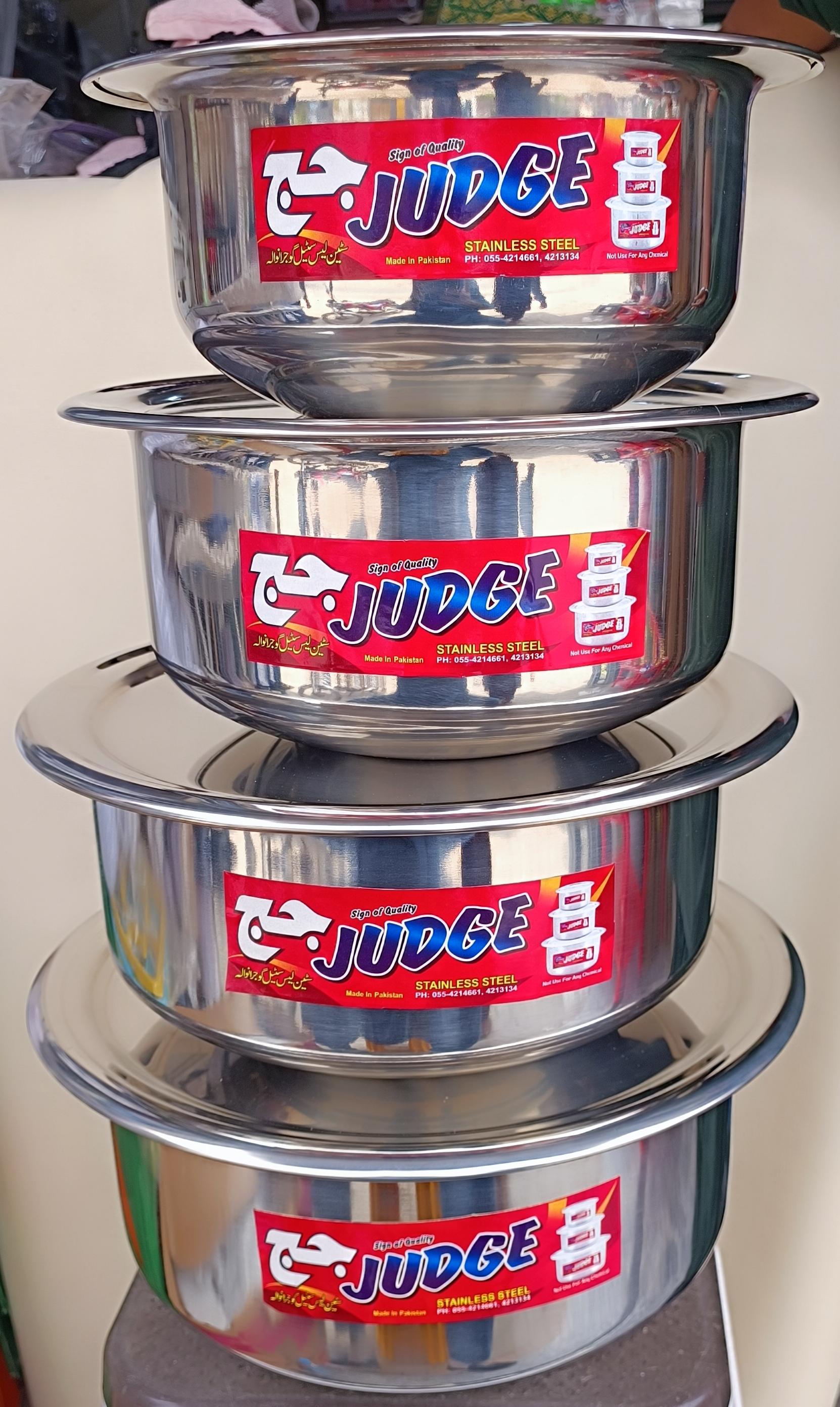 Judge Stainless Steel Cooking Pot / Degchi Set with Flat Lids - Judge / ح ج