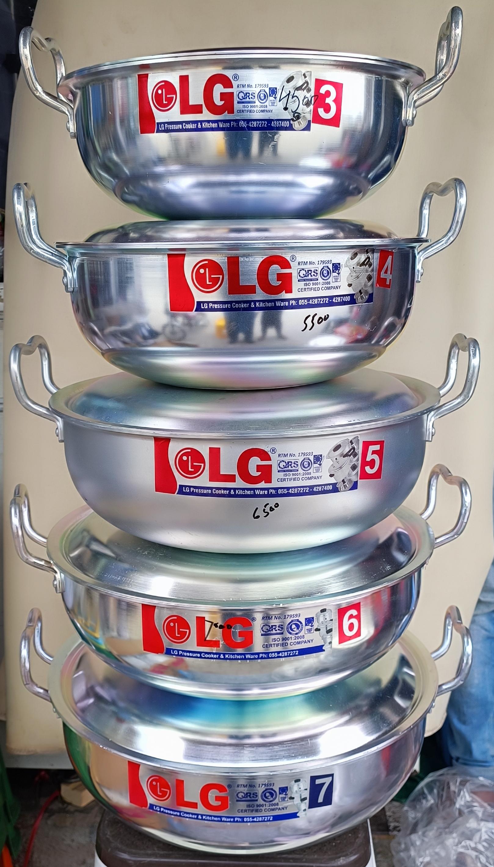 Heavy-Duty Aluminum Karahi / Handi Cookware Set (Sizes 3-7) - LG