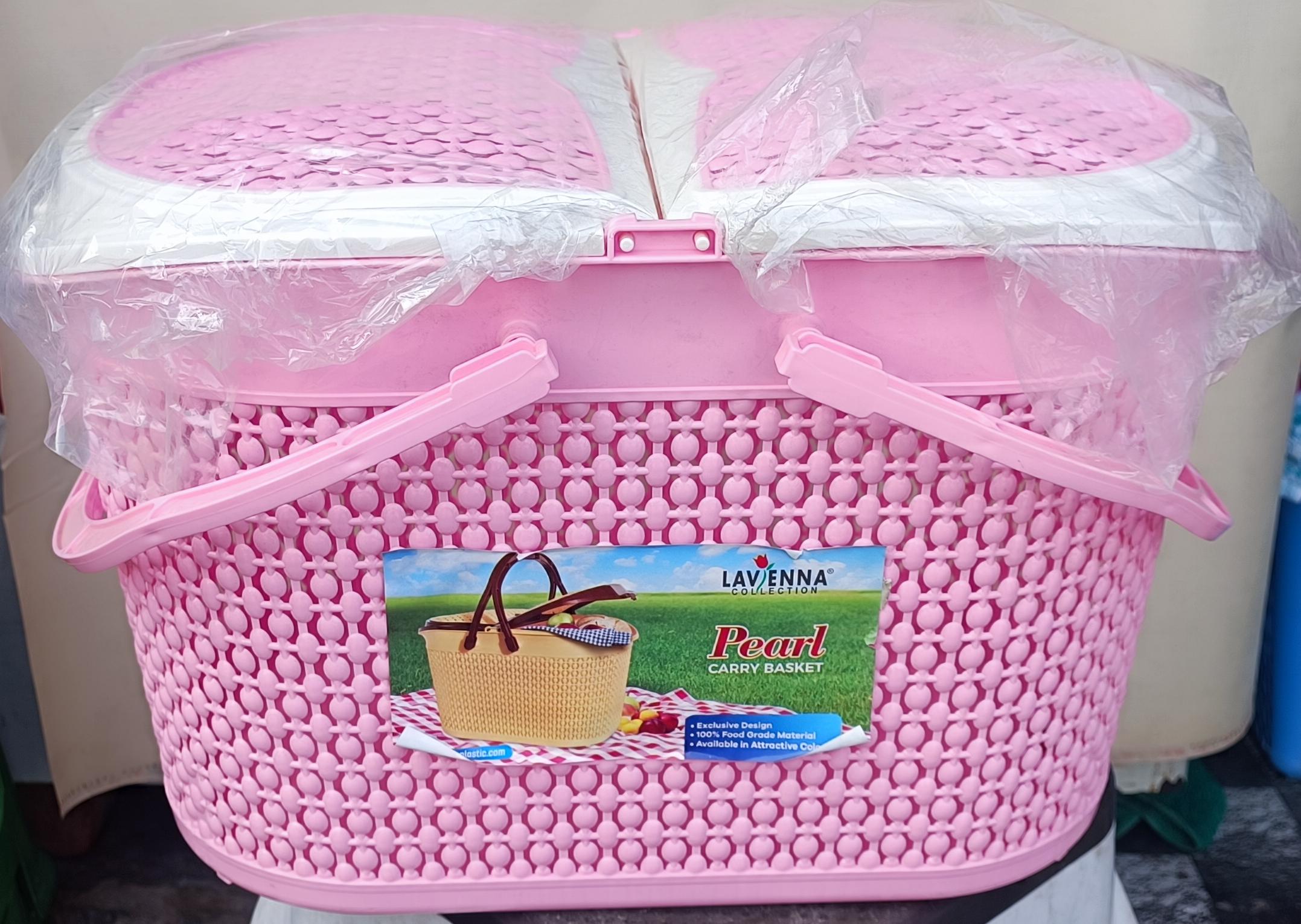 Pearl Carry Picnic & Storage Basket with Dual Handles and Split Lid - Lavenna