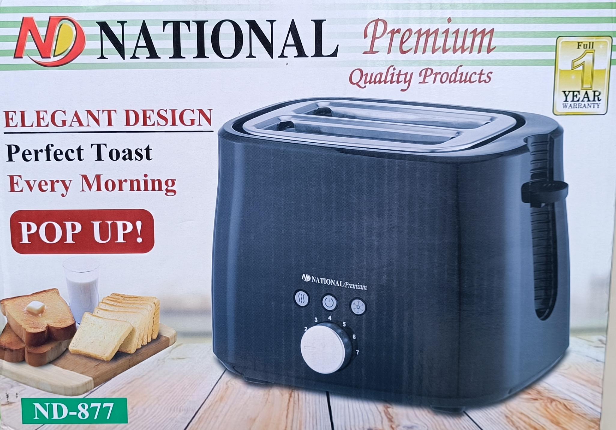 ND Premium 2-Slice Pop Up Toaster (ND-877) - National
