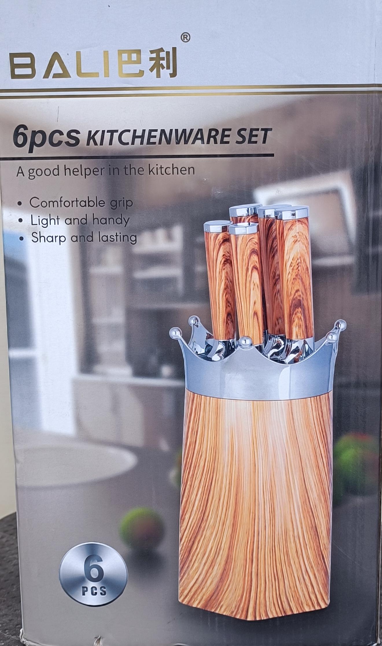 Balie Stainless Steel Kitchen Knife Set with Crown Design Standing Block