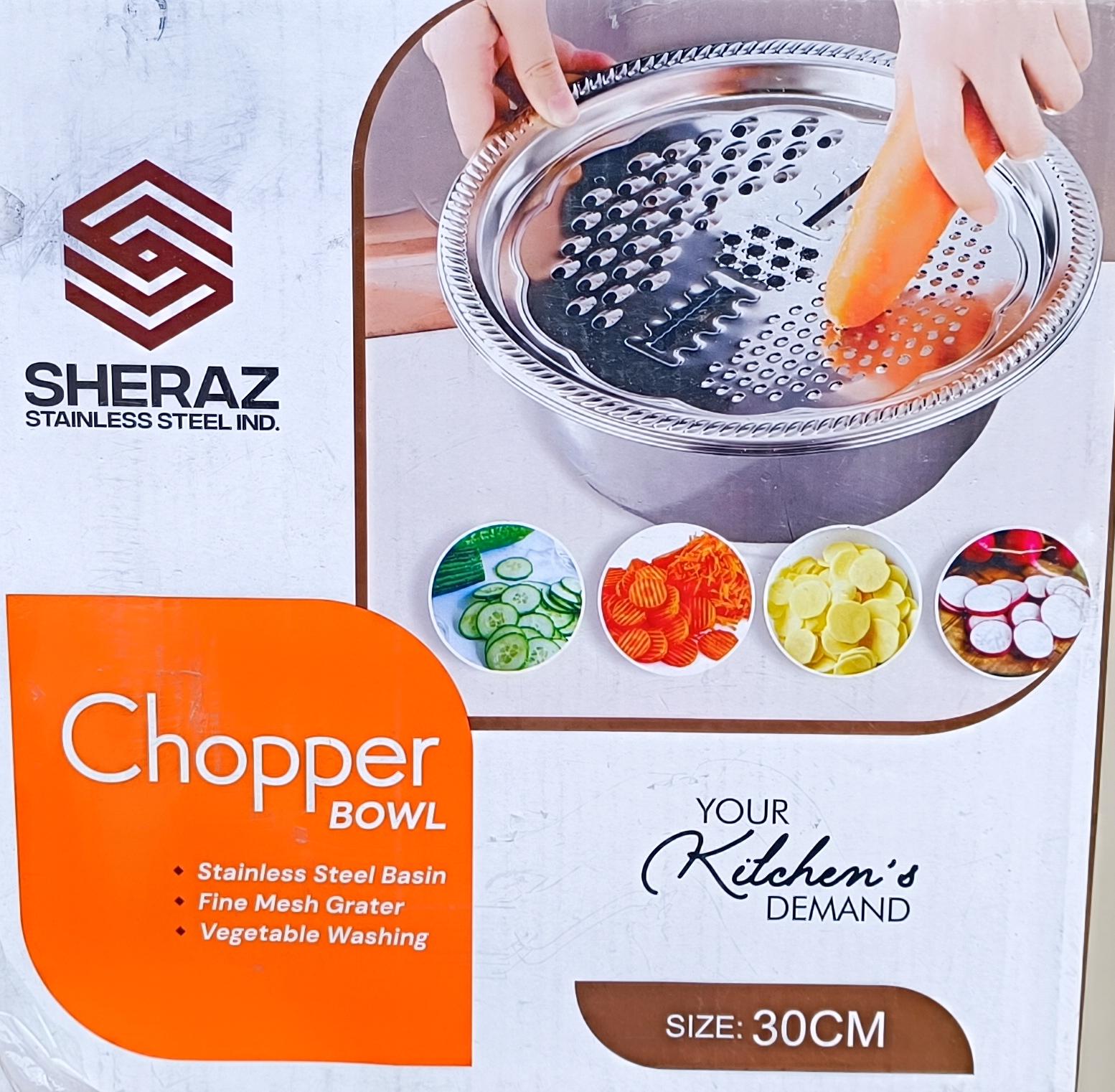 SHERAZ Stainless Steel Multi-Function Chopper Bowl & Grater Basin Set