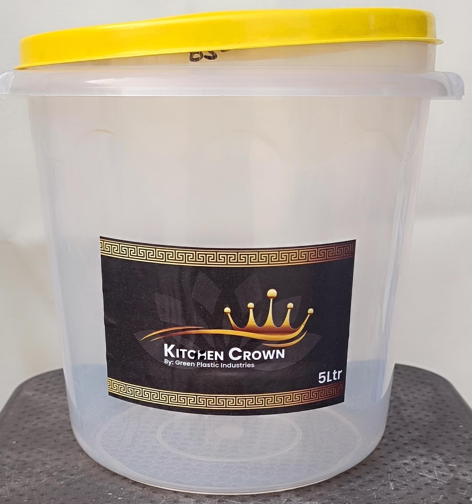 Kitchen Crown 5L Transparent Storage Container with Yellow Lid