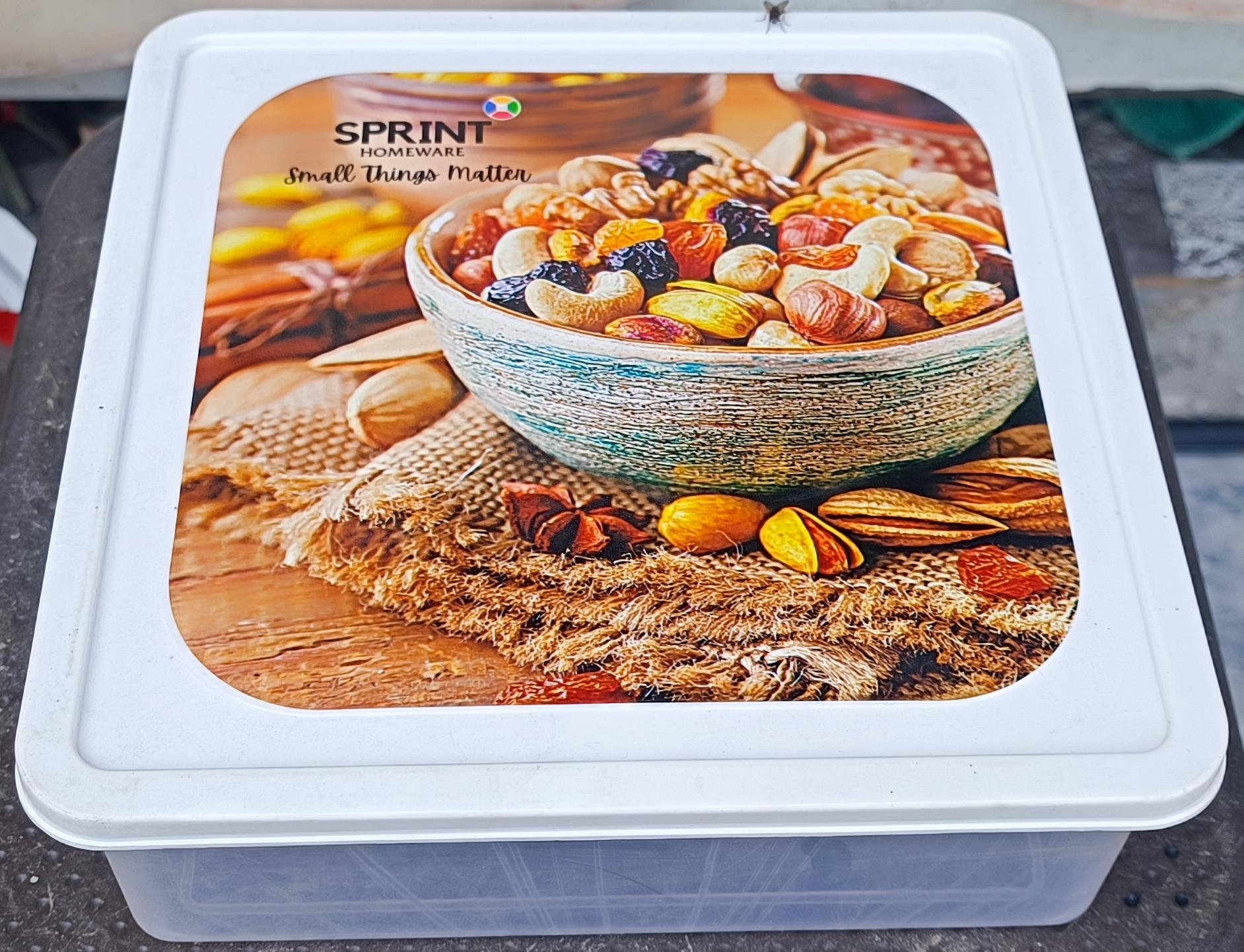 Sprint Homeware Square Plastic Storage Box with Printed Food Lid