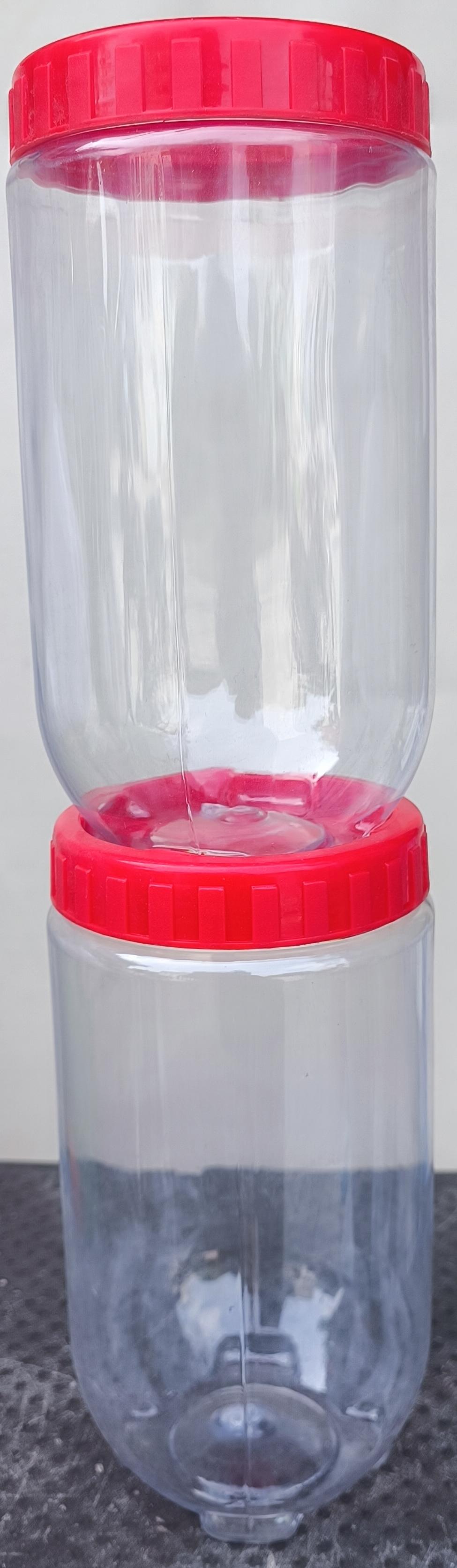 2-Tier Stackable Clear Plastic Cylindrical Storage Jar Set