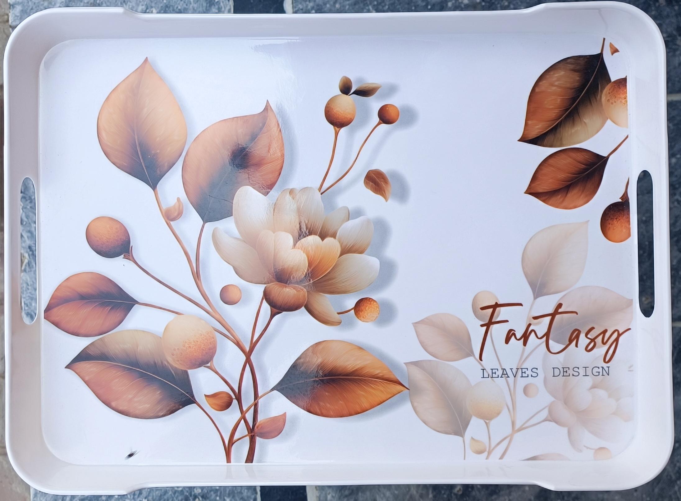 Fantasy Leaves Design Autumn Botanical Melamine Serving Tray (Large)