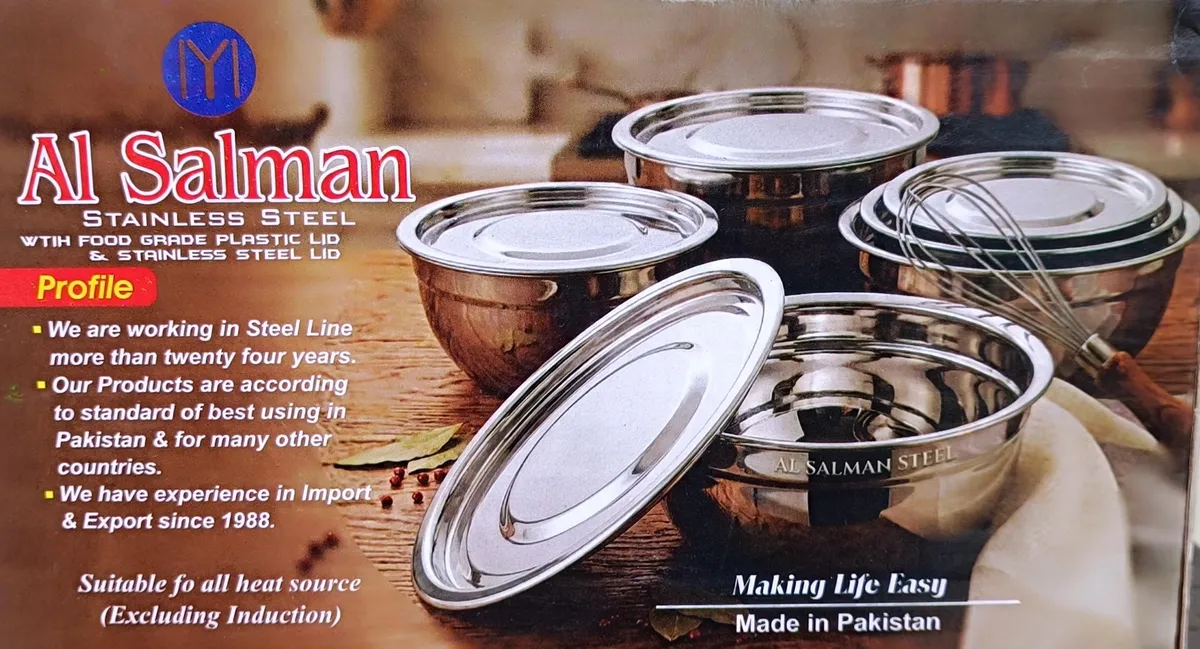 Stainless Steel Mixing & Storage Bowl Set with Stainless Steel Lids - Al Salman