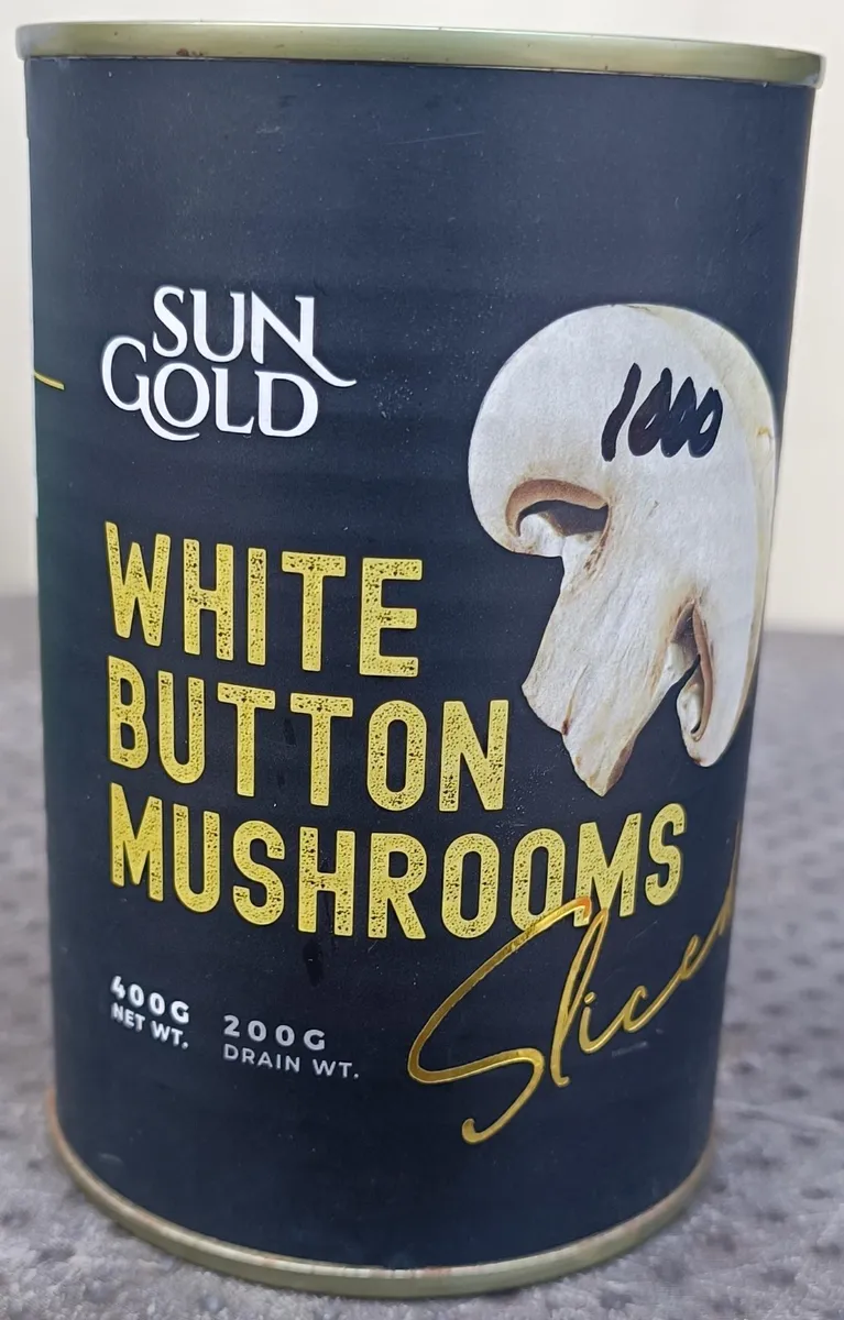 Sliced White Button Mushrooms Can 400g - Sun Gold