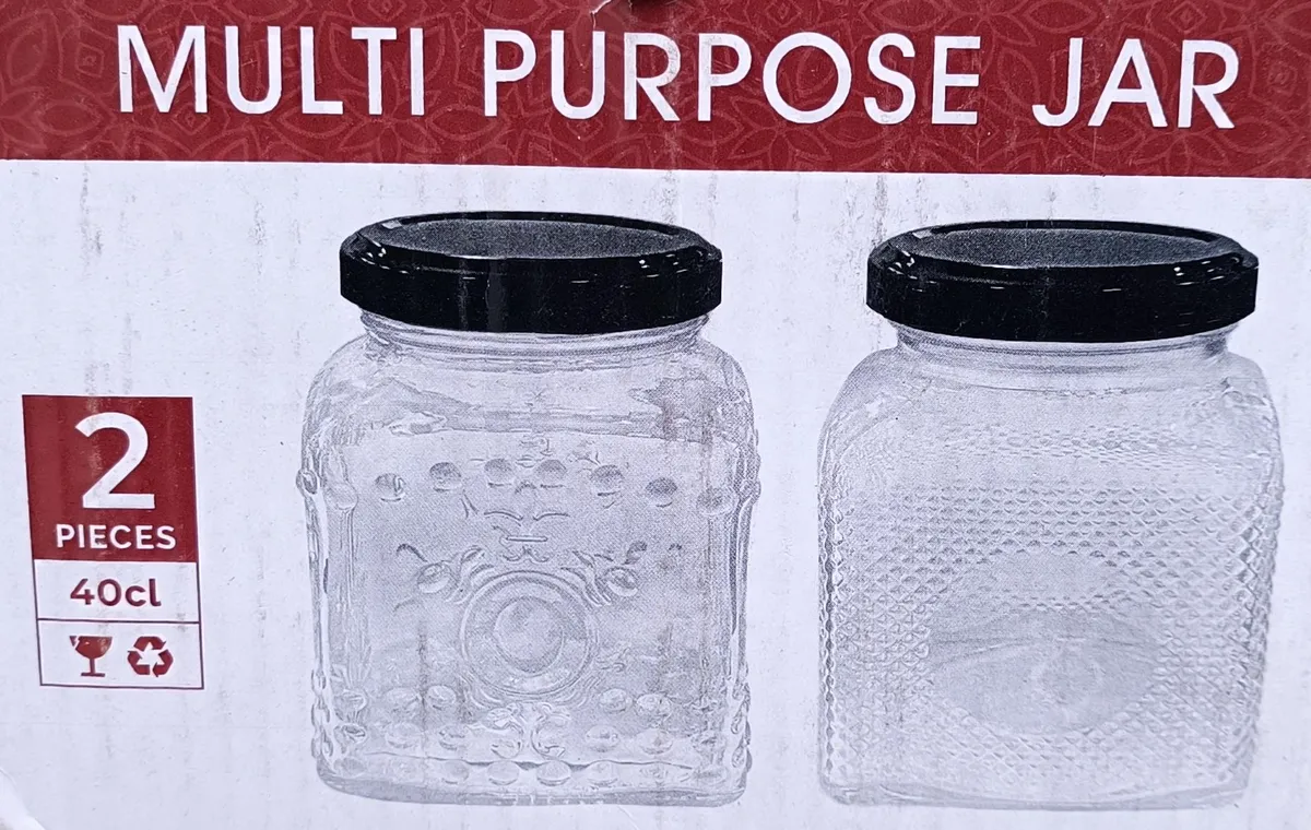 Multi-Purpose Glass Storage Jars with Black Airtight Lids - Multi Purpose Jar