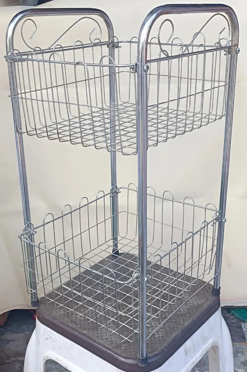 2-Tier Chrome Plated Stainless Steel Wire Kitchen Storage Rack Stand - Generic / Unbranded