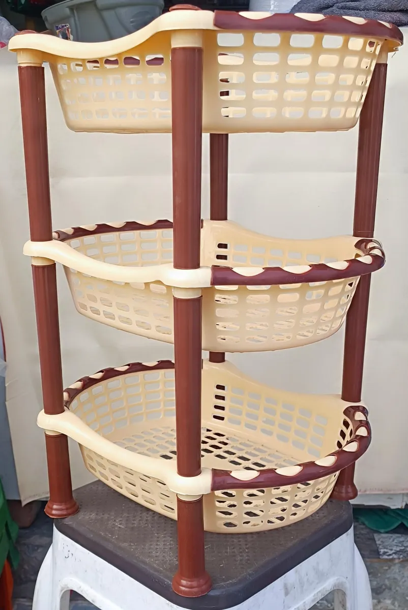 3-Tier Oval Ventilated Plastic Fruit & Vegetable Storage Basket Rack - Generic / Unbranded