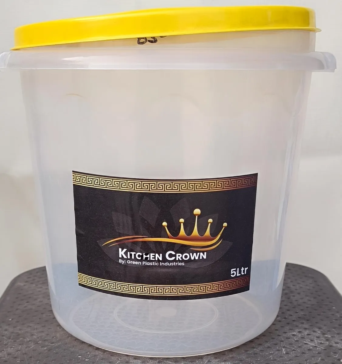Kitchen Crown 5L Transparent Storage Container with Yellow Lid