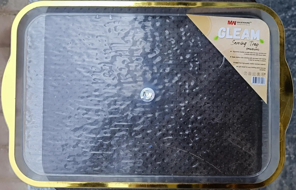 Gleam Serving Tray with Golden Handles - Maxware